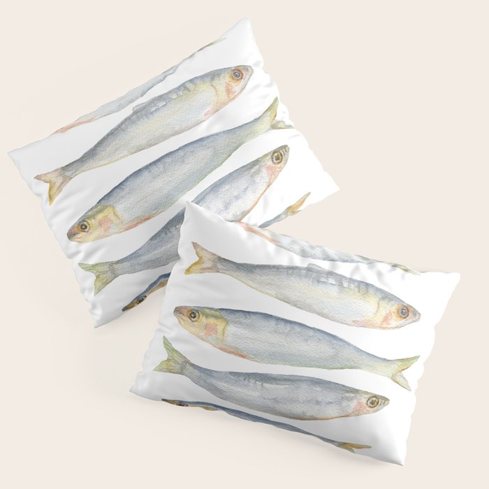 Sardine Fish Watercolor  Pillow Sham Gallery Image 1