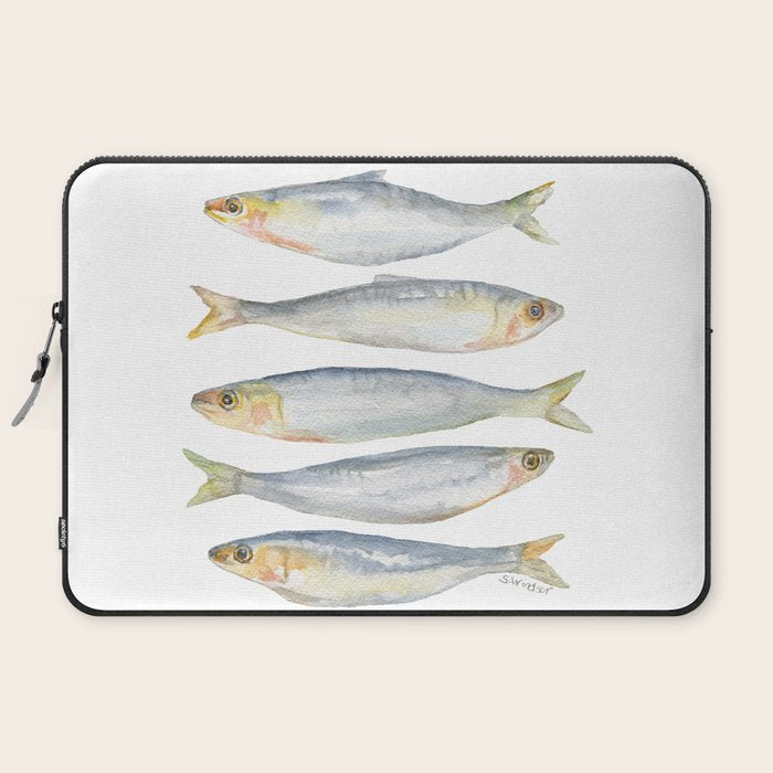 Sardine Fish Watercolor  Laptop Sleeve Gallery Image 2
