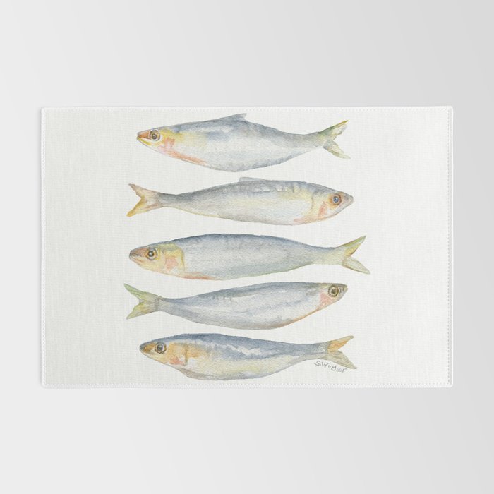 Sardine Fish Watercolor  Rug Gallery Image 2