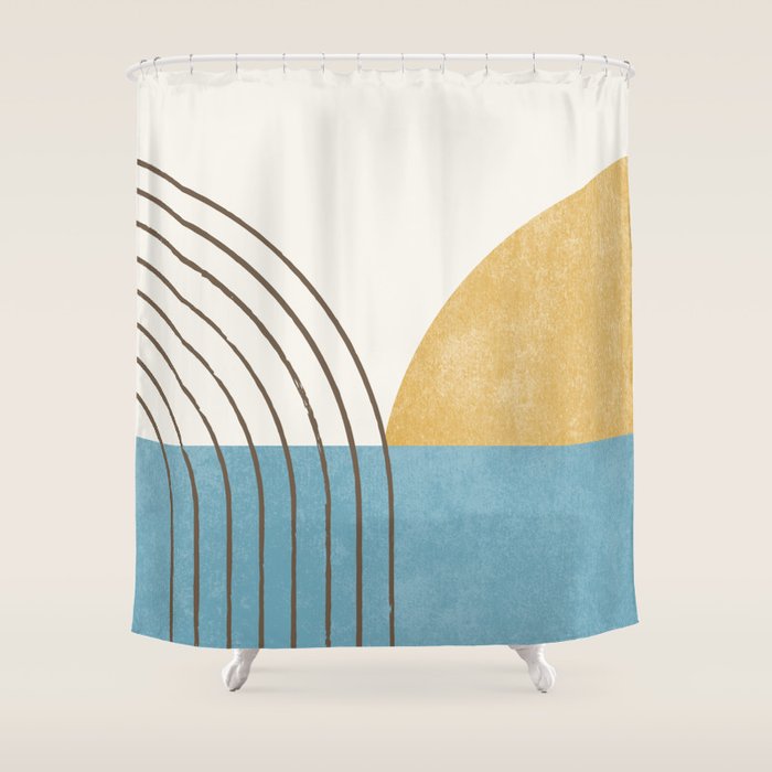 Sunny Ocean Horizon Shower Curtain Gallery Image 1