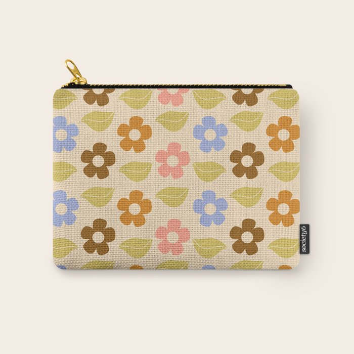 Retro Flower Vibe - Vintage Colors  Carry All Pouch Gallery Image 1
