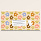 Retro Flower Vibe - Vintage Colors  Desk Mat Gallery Image 1