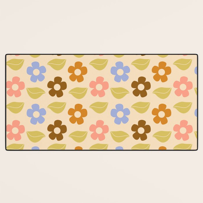 Retro Flower Vibe - Vintage Colors  Desk Mat Gallery Image 3