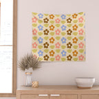 Retro Flower Vibe - Vintage Colors  Wall Tapestry Gallery Image 2