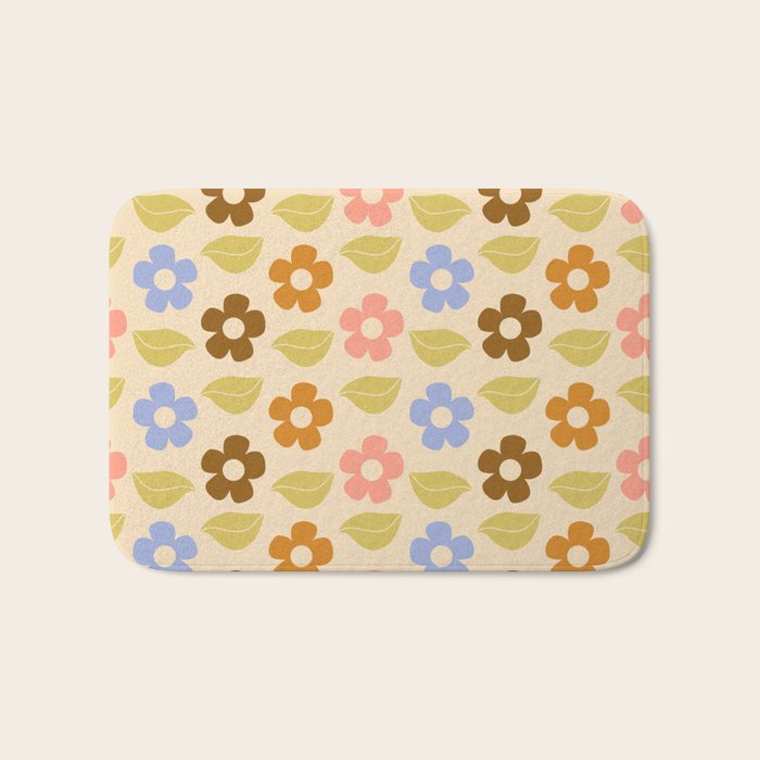 Retro Flower Vibe - Vintage Colors  Bath Mat Gallery Image 1