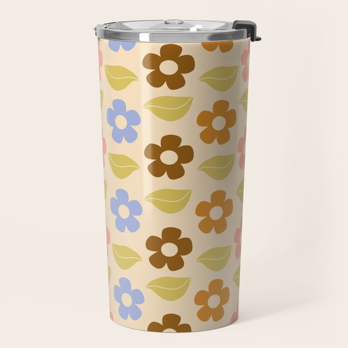 Retro Flower Vibe - Vintage Colors  Travel Mug Gallery Image 2