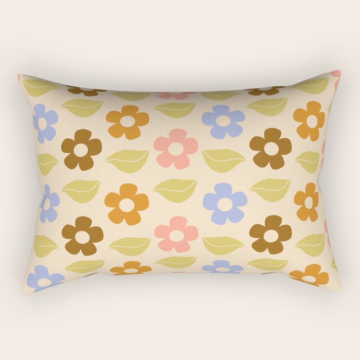 Retro Flower Vibe - Vintage Colors  Rectangular Pillow Gallery Image 2