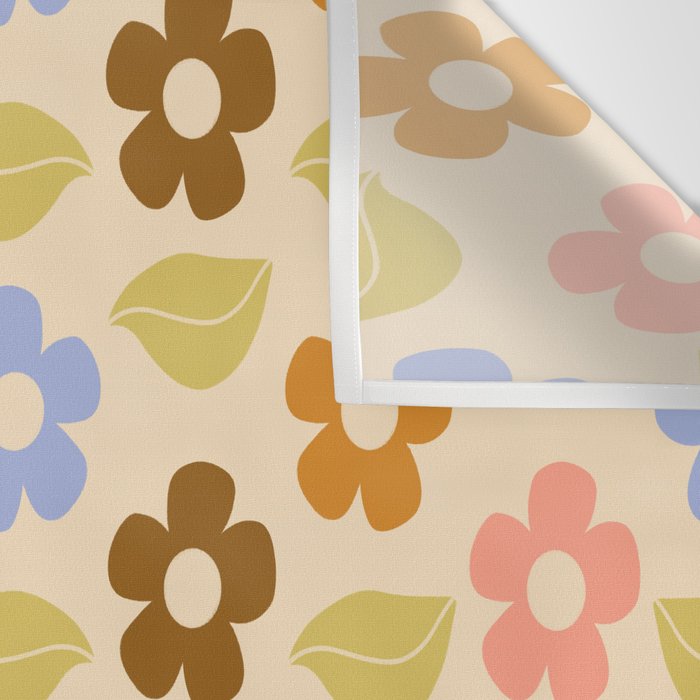 Retro Flower Vibe - Vintage Colors  Wall Tapestry Gallery Image 3