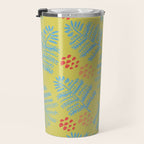 Winter & Woodsy Pine Trees in Yellow & Blue Travel Mug Gallery Image 3