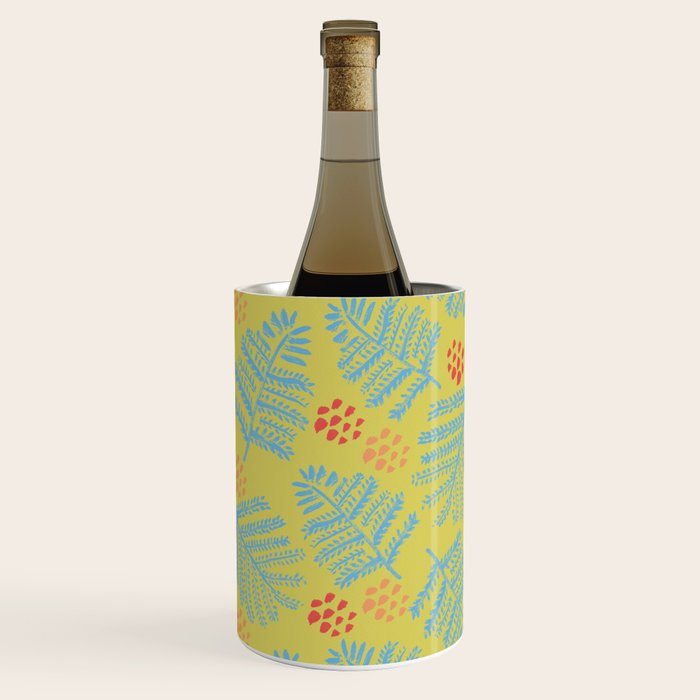 Winter & Woodsy Pine Trees in Yellow & Blue Wine Chiller Gallery Image 1
