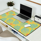 Winter & Woodsy Pine Trees in Yellow & Blue Desk Mat Gallery Image 2