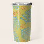 Winter & Woodsy Pine Trees in Yellow & Blue Travel Mug Gallery Image 2