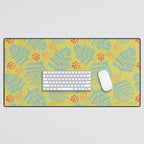Winter & Woodsy Pine Trees in Yellow & Blue Desk Mat Gallery Image 1