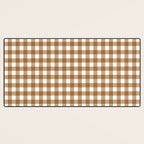 Gingham Plaid Checkered Pattern in Coffee Brown and White Desk Mat Gallery Image 3