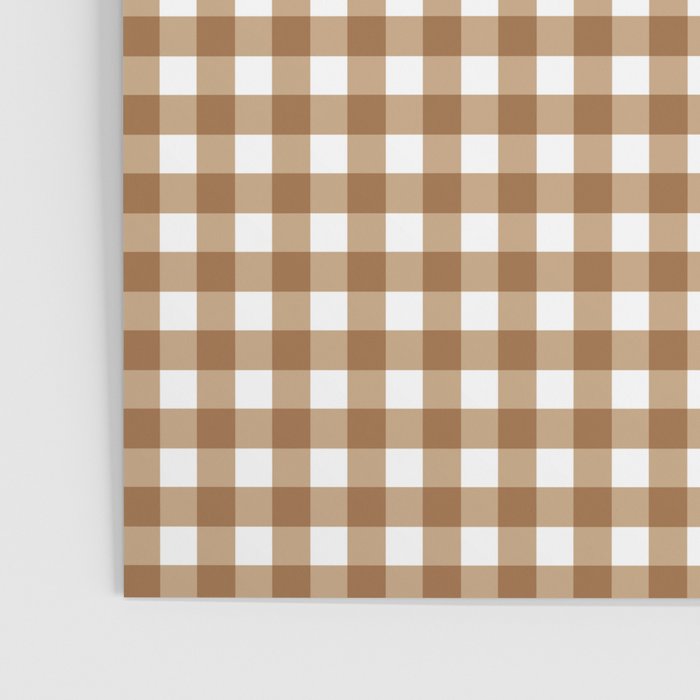 Gingham Plaid Checkered Pattern in Coffee Brown and White Poster Gallery Image 3