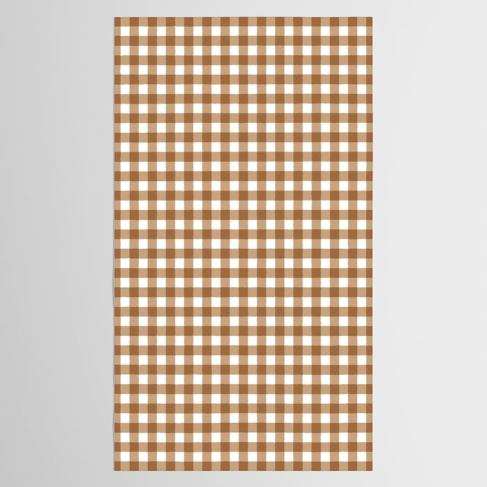 Gingham Plaid Checkered Pattern in Coffee Brown and White Tablecloth Gallery Image 2