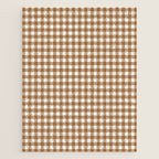 Gingham Plaid Checkered Pattern in Coffee Brown and White Jigsaw Puzzle Gallery Image 1