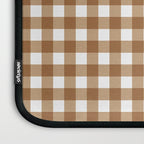 Gingham Plaid Checkered Pattern in Coffee Brown and White Laptop Sleeve Gallery Image 3