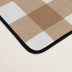 Gingham Plaid Checkered Pattern in Coffee Brown and White Desk Mat Gallery Image 4
