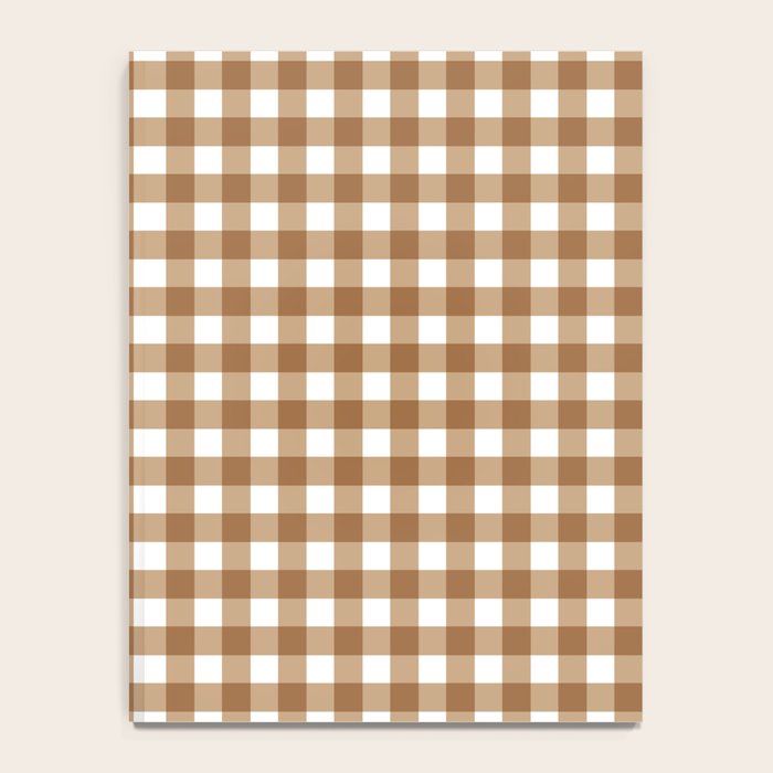 Gingham Plaid Checkered Pattern in Coffee Brown and White Notebook Gallery Image 4