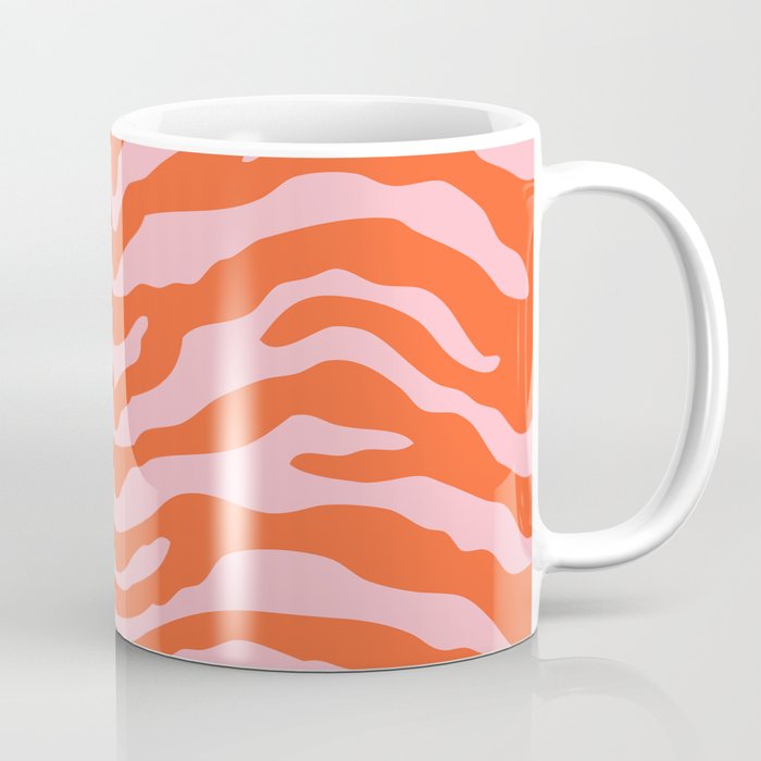 Zebra Wild Animal Print Orange and Pink Coffee Mug Gallery Image 1
