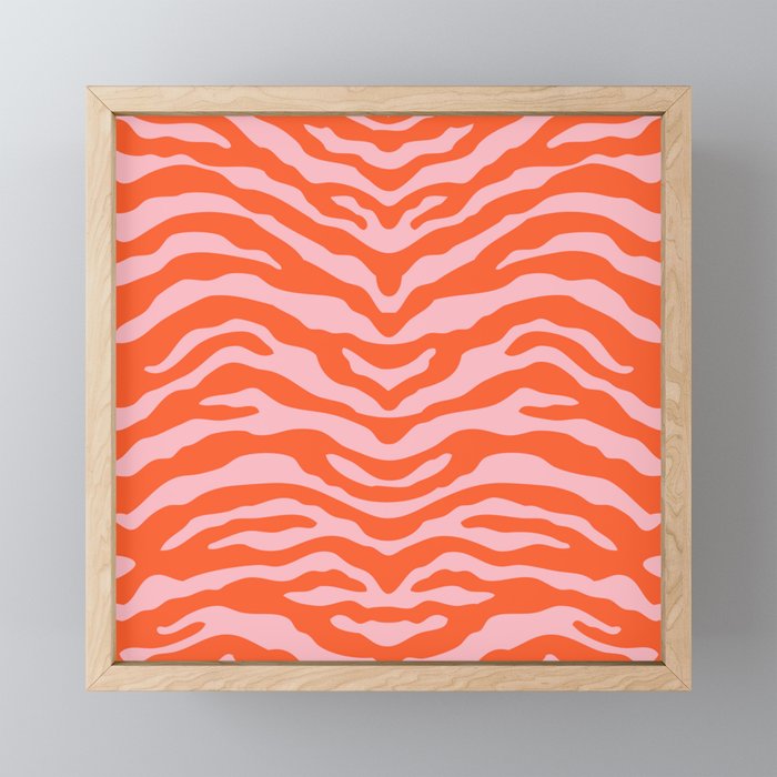 Zebra Wild Animal Print Orange and Pink Mini Art Print Gallery Image 1