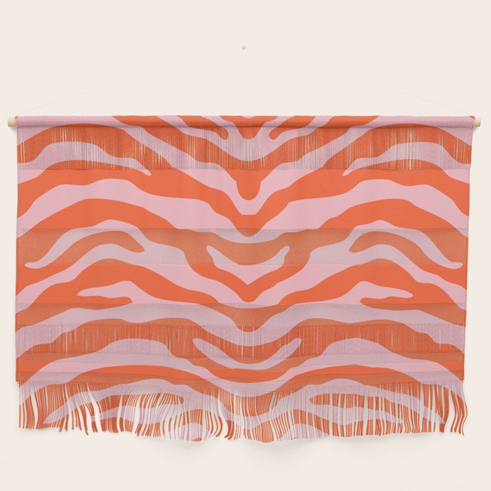 Zebra Wild Animal Print Orange and Pink Wall Hanging Gallery Image 1