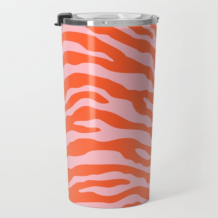 Zebra Wild Animal Print Orange and Pink Travel Mug Gallery Image 3