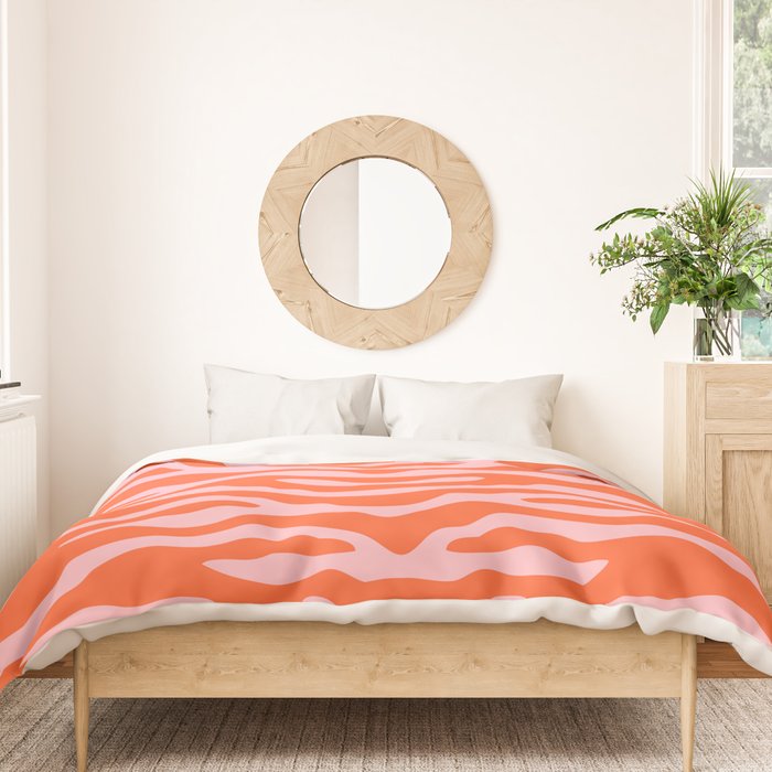 Zebra Wild Animal Print Orange and Pink Duvet Cover Gallery Image 3