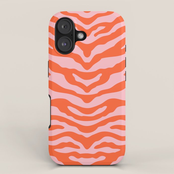 Zebra Wild Animal Print Orange and Pink iPhone Case Gallery Image 1
