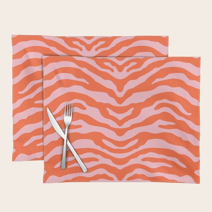 Zebra Wild Animal Print Orange and Pink Placemat Gallery Image 1