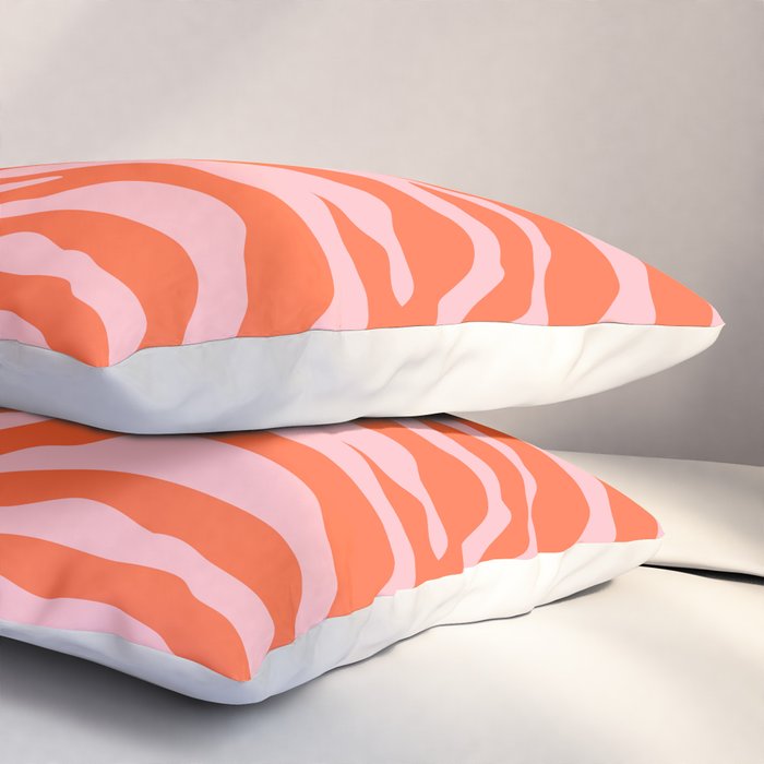 Zebra Wild Animal Print Orange and Pink Pillow Sham Gallery Image 3