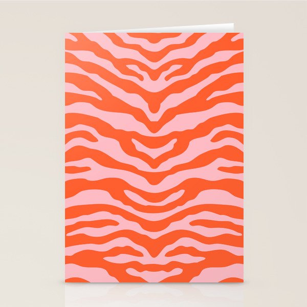 Zebra Wild Animal Print Orange and Pink Stationery Card Gallery Image 1