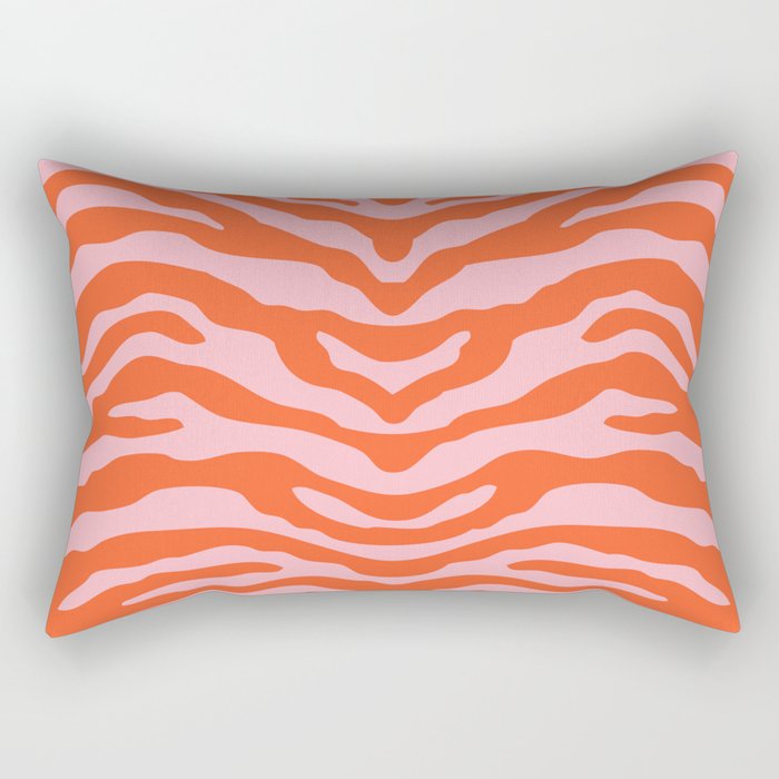 Zebra Wild Animal Print Orange and Pink Rectangular Pillow Gallery Image 1