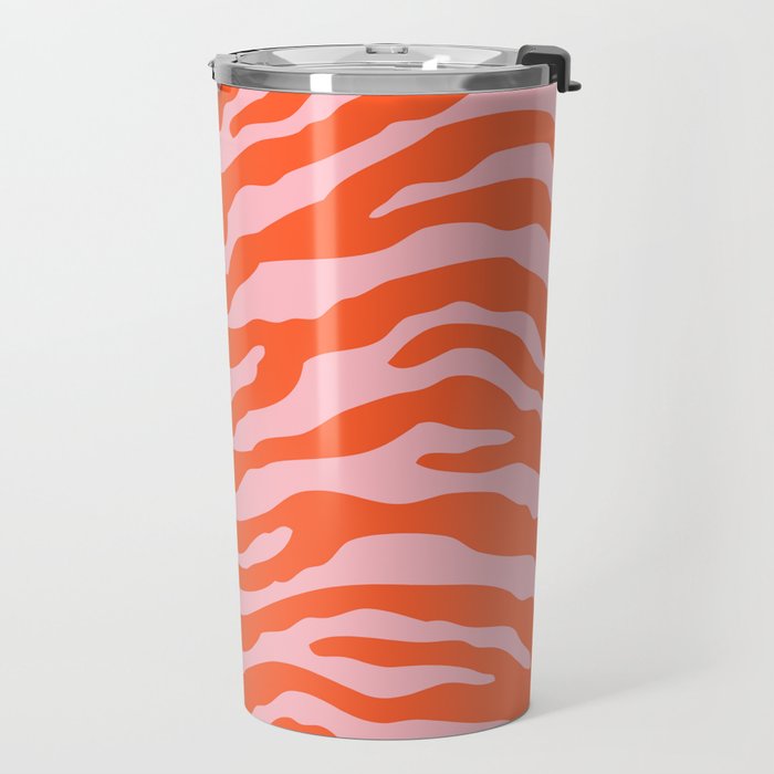 Zebra Wild Animal Print Orange and Pink Travel Mug Gallery Image 2