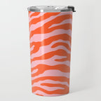 Zebra Wild Animal Print Orange and Pink Travel Mug Gallery Image 2