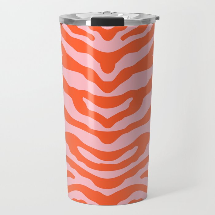 Zebra Wild Animal Print Orange and Pink Travel Mug Gallery Image 1