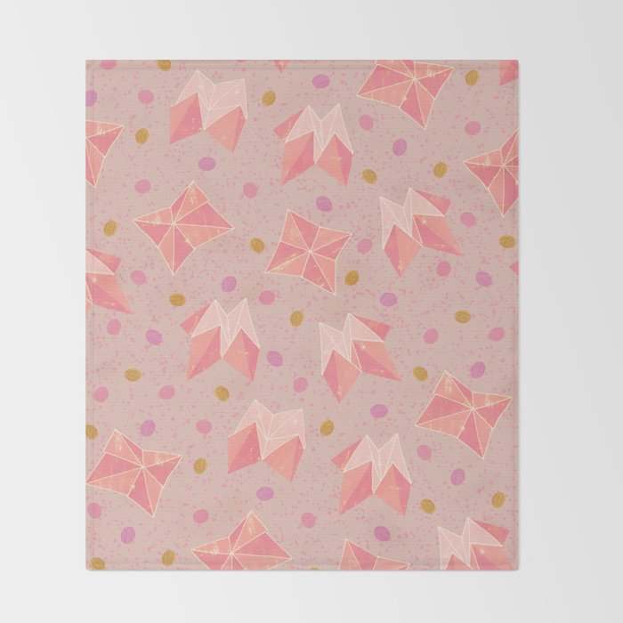 Origami Fortune Teller in Pastel Pink Throw Blanket Gallery Image 2