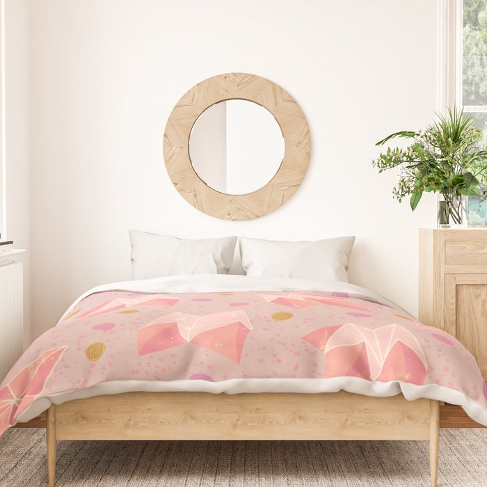 Origami Fortune Teller in Pastel Pink Duvet Cover Gallery Image 3