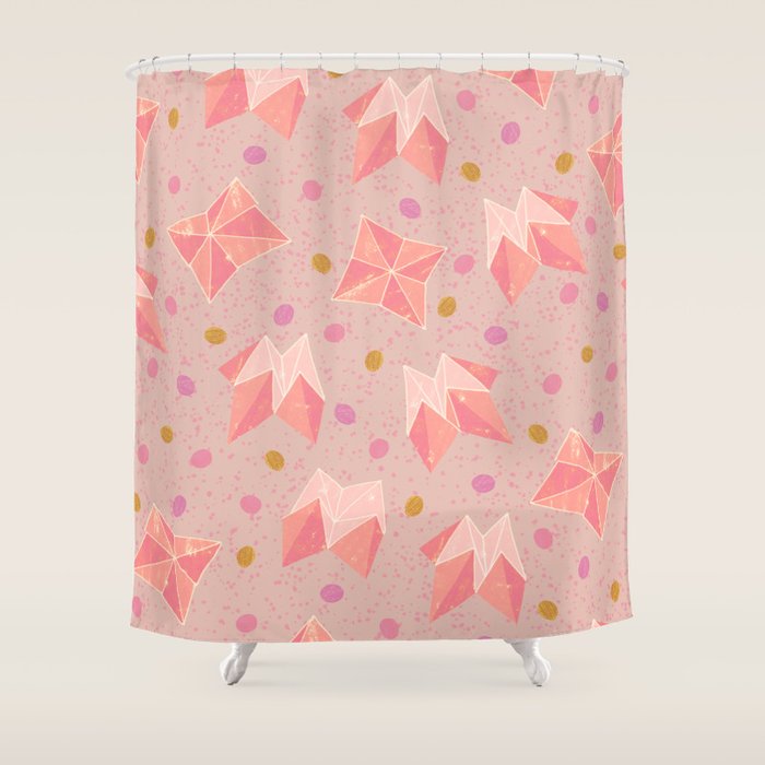 Origami Fortune Teller in Pastel Pink Shower Curtain Gallery Image 1