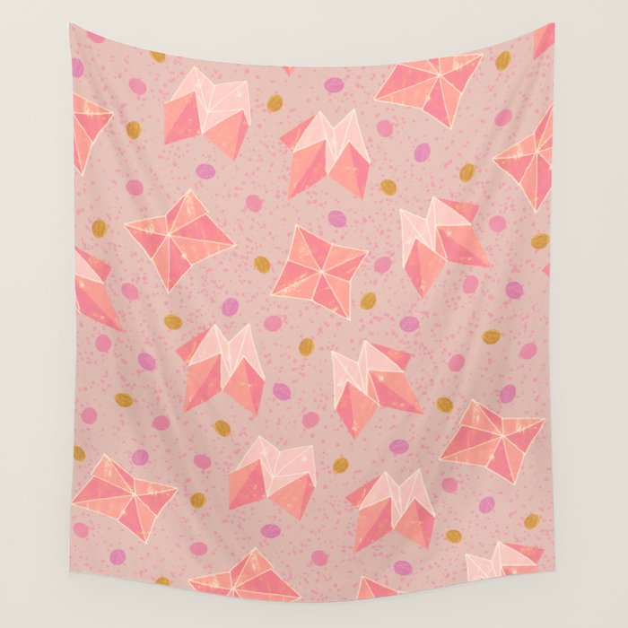 Origami Fortune Teller in Pastel Pink Wall Tapestry Gallery Image 4