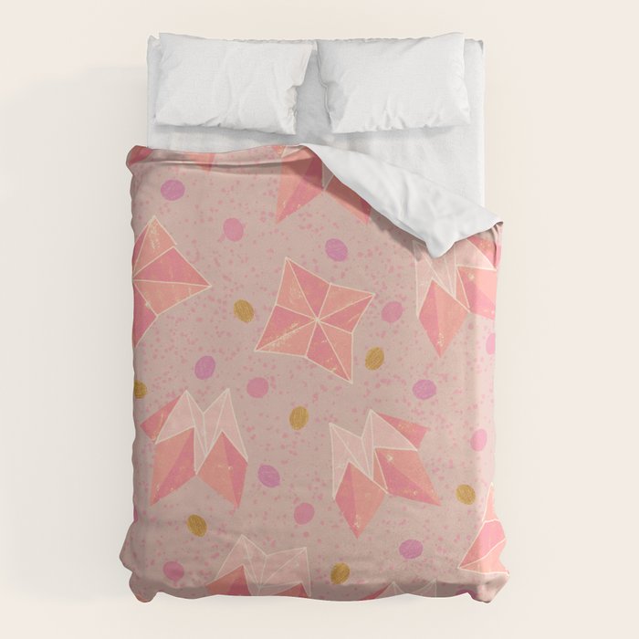 Origami Fortune Teller in Pastel Pink Duvet Cover Gallery Image 6