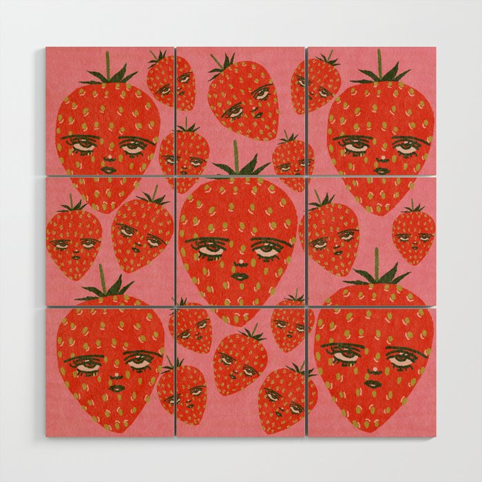 Unimpressed Strawberry Wood Wall Art Gallery Image 1