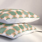 Retro plaid checks geometry Green Ocre Pillow Sham Gallery Image 3