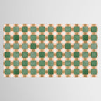 Retro plaid checks geometry Green Ocre Tablecloth Gallery Image 2