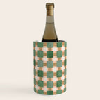 Retro plaid checks geometry Green Ocre Wine Chiller Gallery Image 1