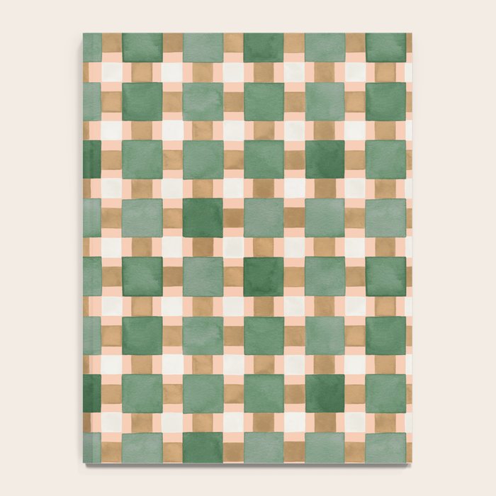 Retro plaid checks geometry Green Ocre Notebook Gallery Image 4