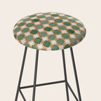 Retro plaid checks geometry Green Ocre Stool Gallery Image 2
