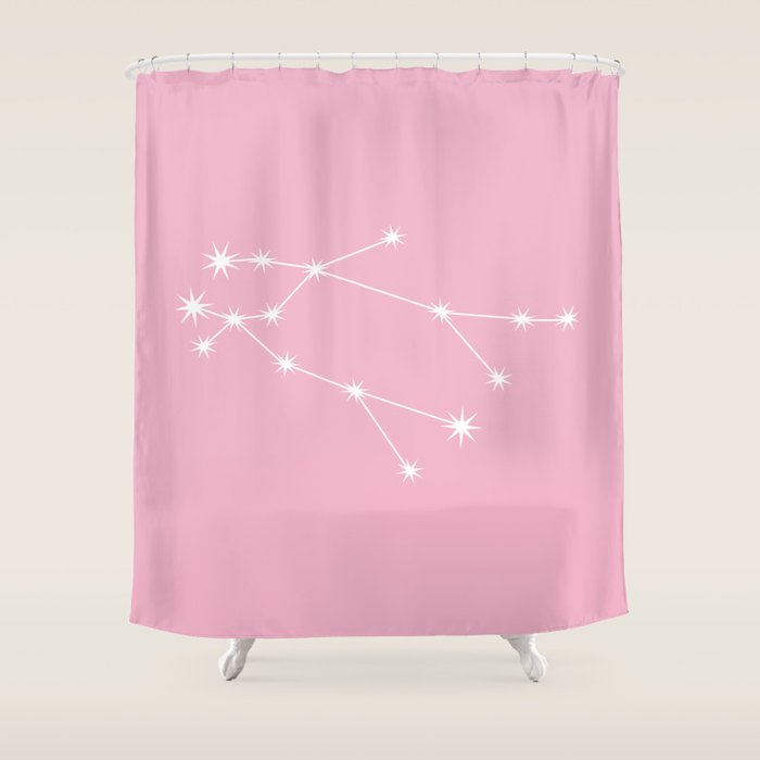 Gemini Zodiac Star Constellation Line Art Soft Pink Shower Curtain Gallery Image 1