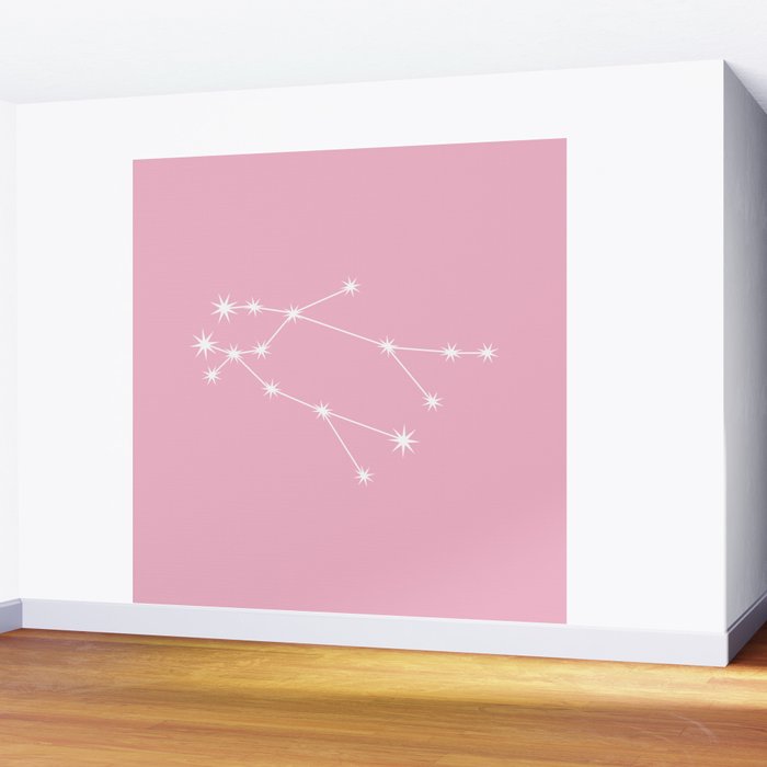Gemini Zodiac Star Constellation Line Art Soft Pink Wall Mural Gallery Image 2